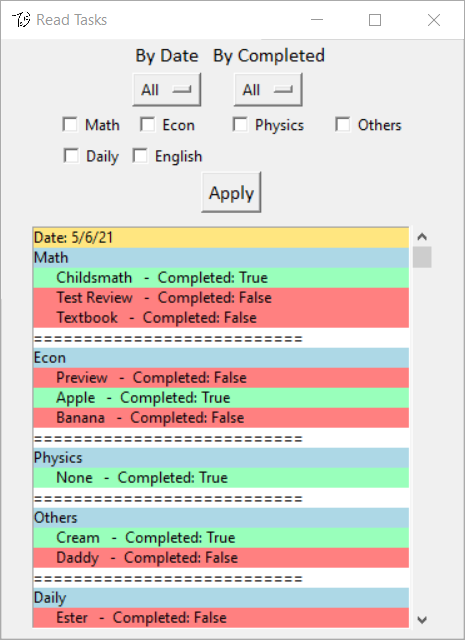 To-Do List Manager Read Screen